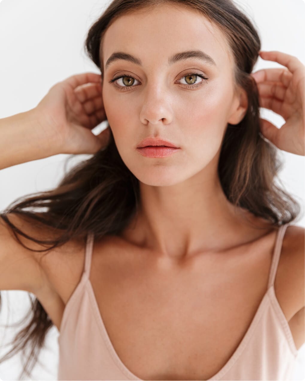 Woman with refreshed, open eye area after blepharoplasty