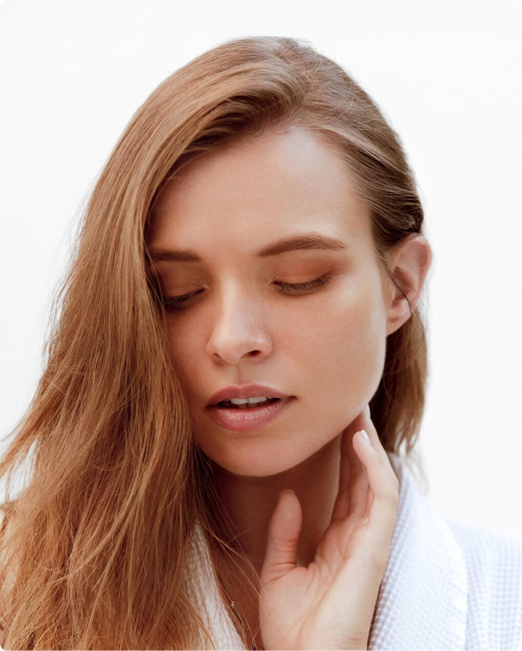 Woman with smooth, voluminous facial contours after fat grafting